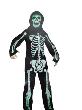 Boys S (6/7) Skeleton Phantom Jumpsuit Fun World Halloween Costume